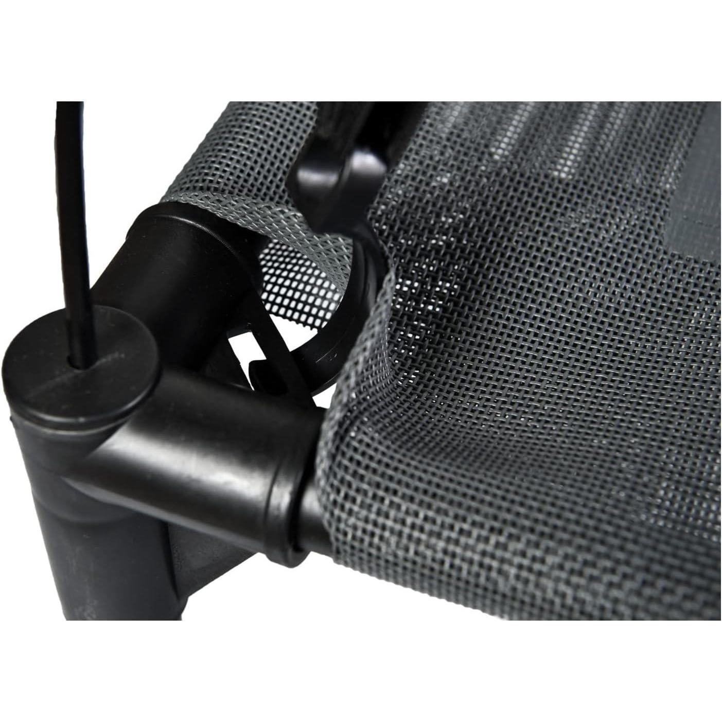 Close-up of a black mesh screen with a black frame on a white background