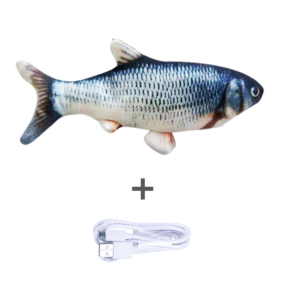 Fish-shaped toy with a USB cable on a white background