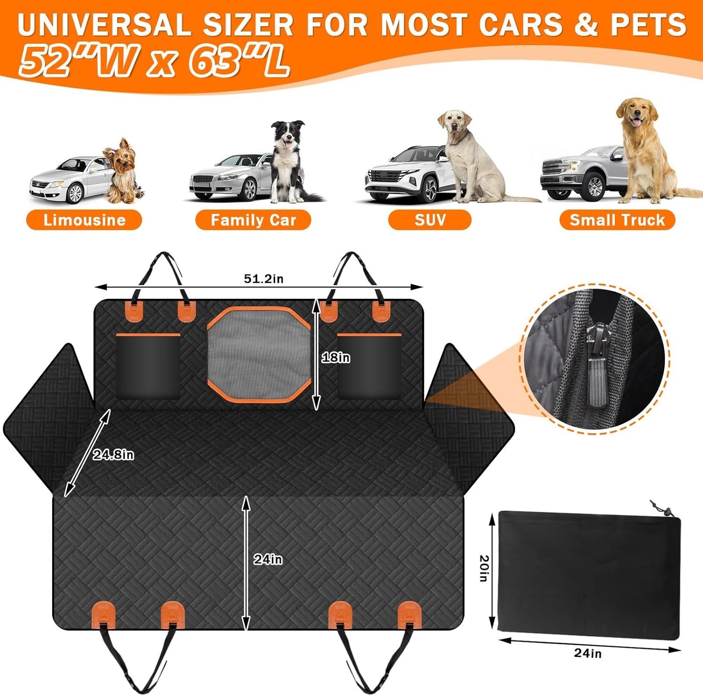 Durable Pet Car Seat Protector for Dogs and Cats