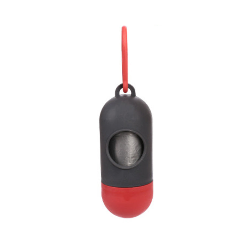 Black and red poop bags on a white background
