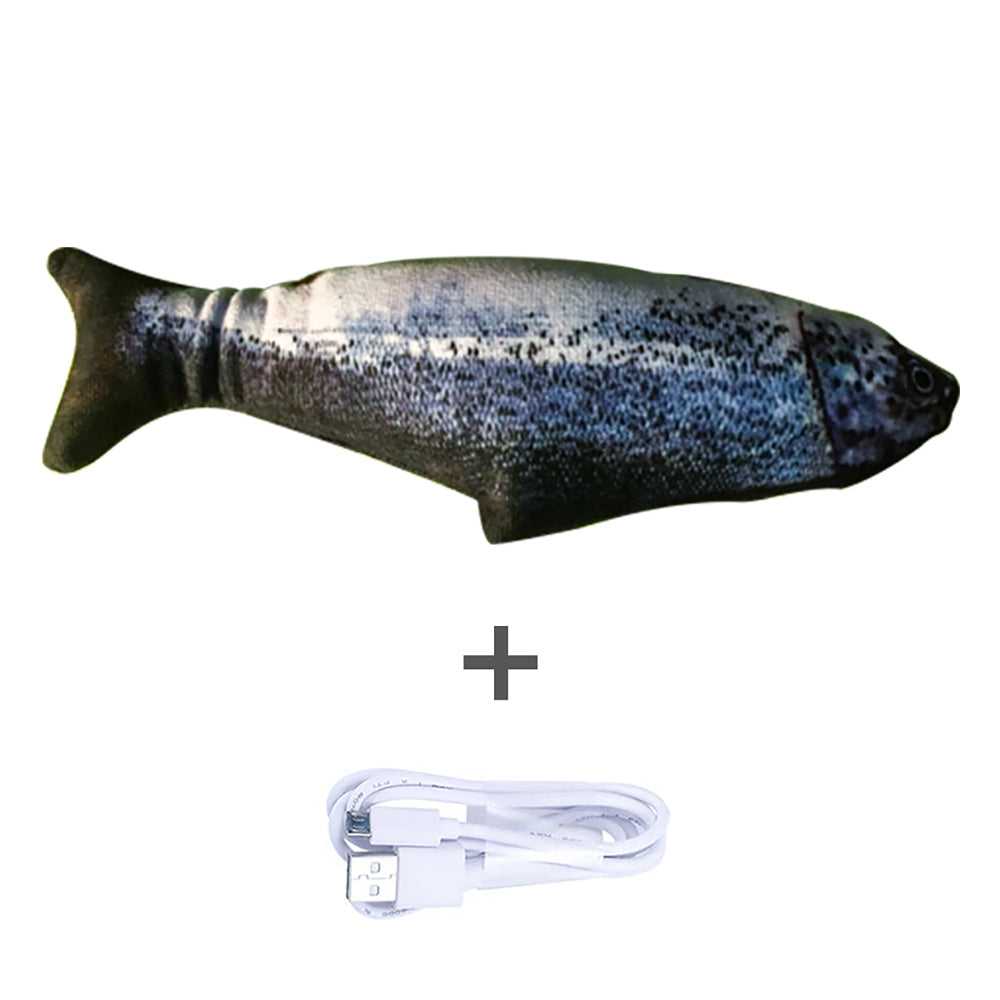 Fishing lure shaped like a fish with a USB cable on a white background