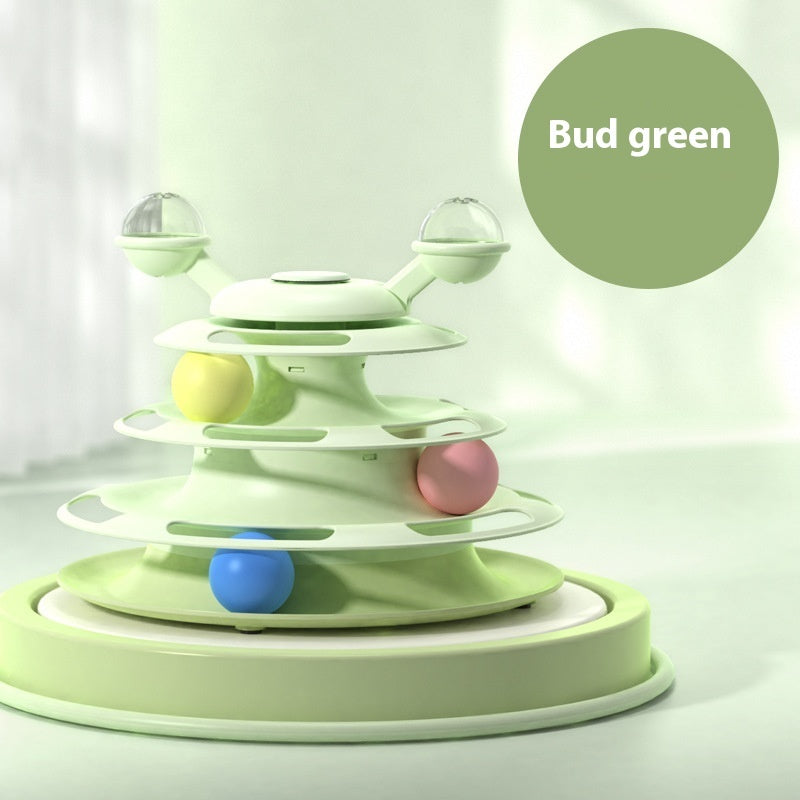 Colorful toy with a 'Bud green' label on a light background
