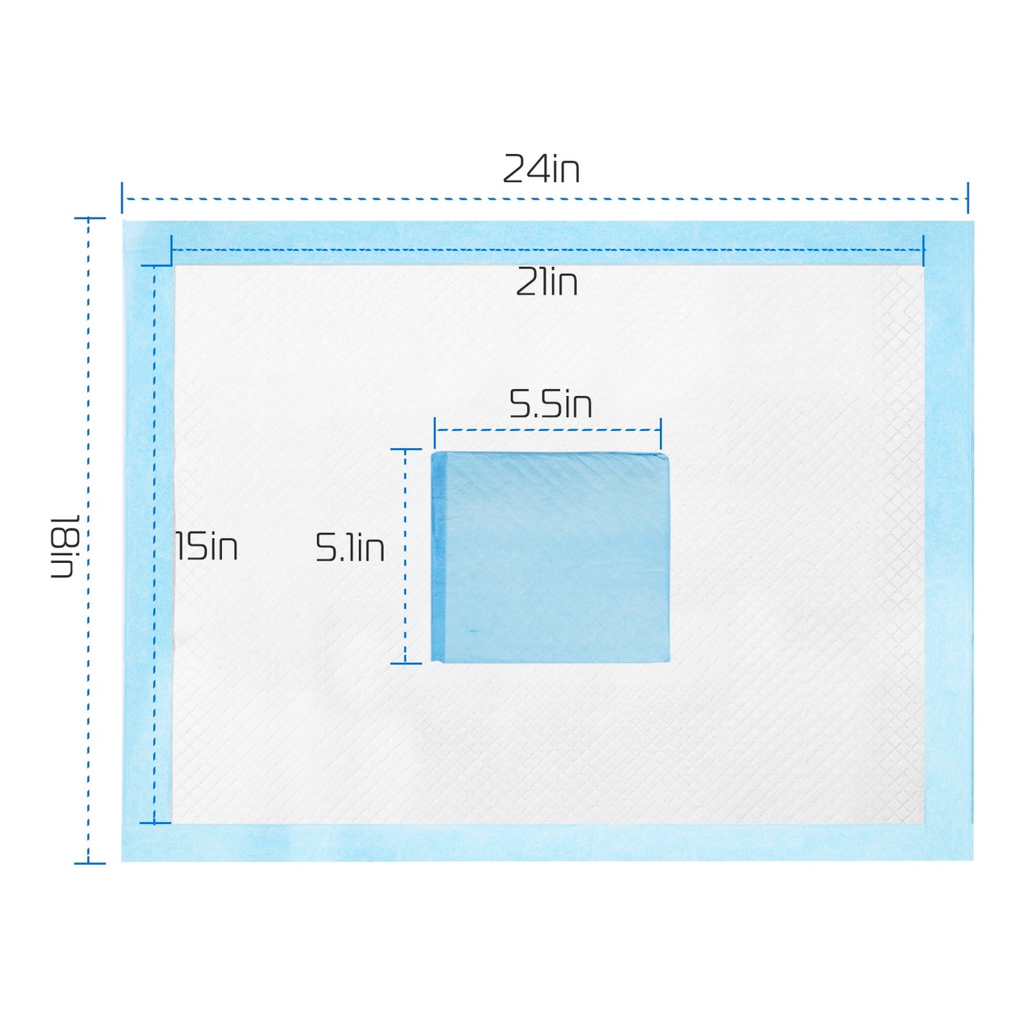 Measurement chart showing dimensions of a rectangular area with smaller inset dimensions.