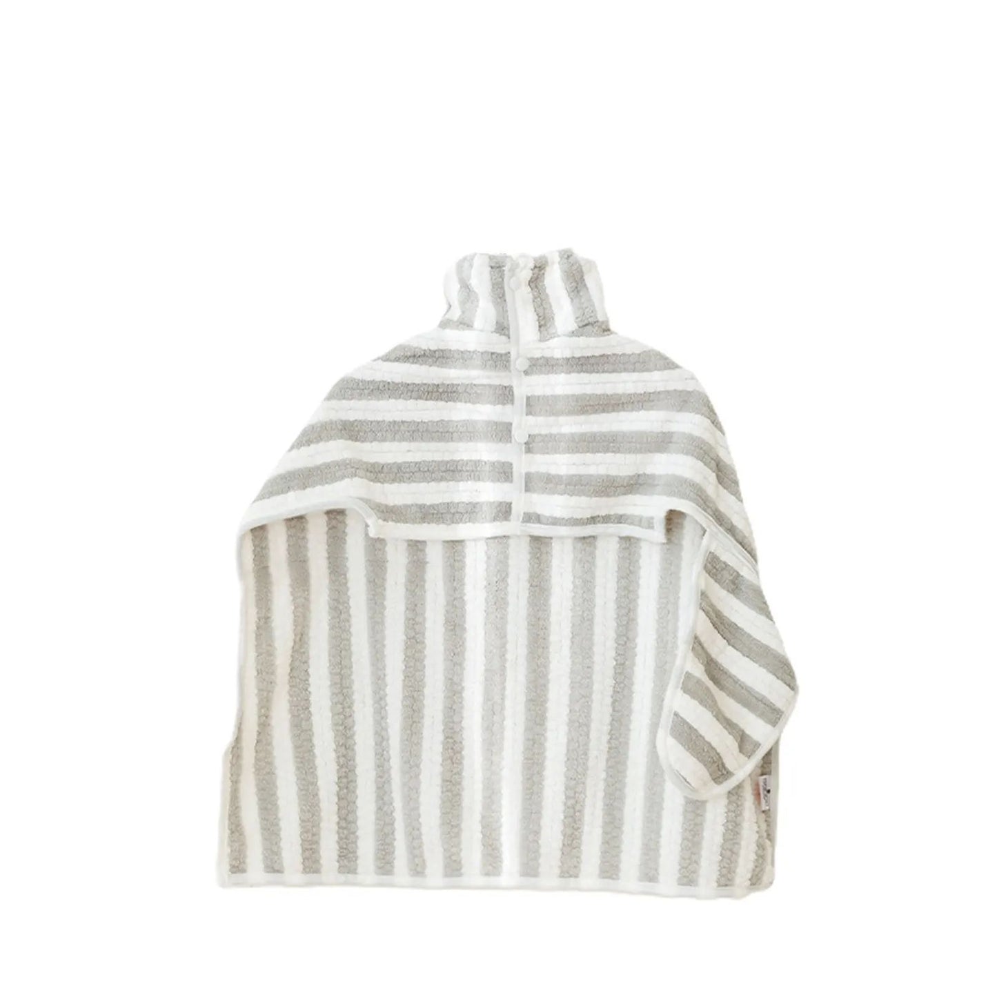 Striped dog towel with high collar on a white background
