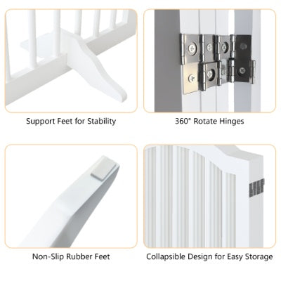Product features including support feet, rotate hinges, non-slip rubber feet, and collapsible design.