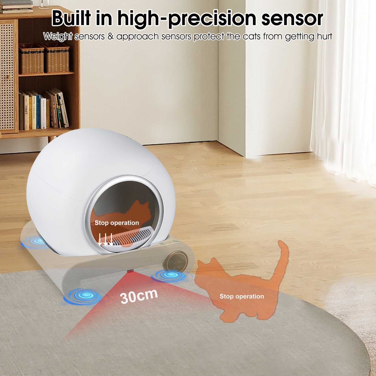 Pet exercise ball with high-precision sensor in a room setting