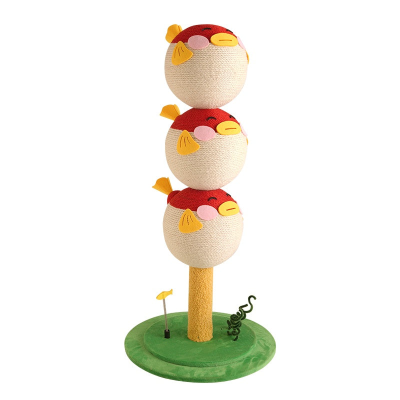Toy with a catnip ball on a white background