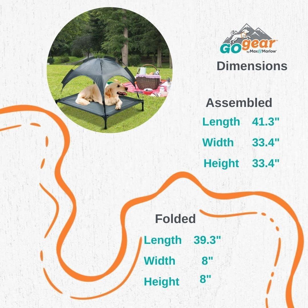Pet canopy with dimensions displayed on a white background, featuring the Go-Gear brand.