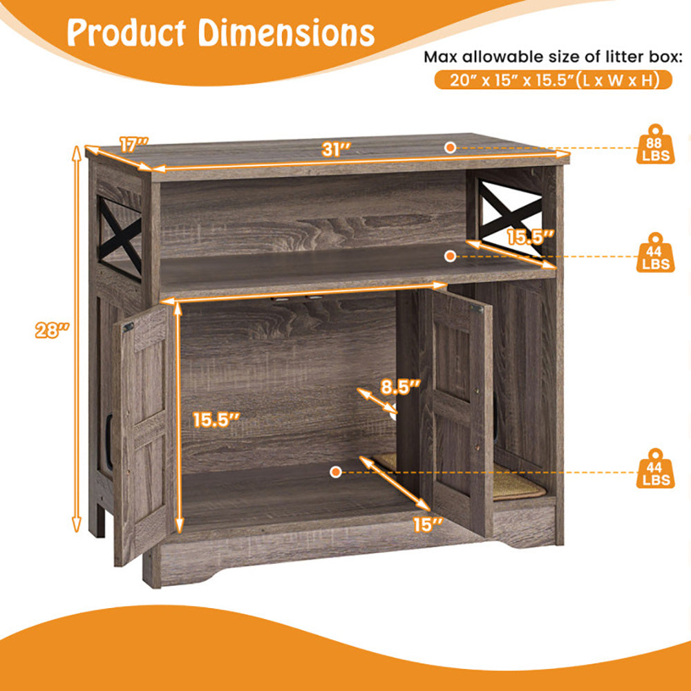 Wooden pet enclosure with dimensions and weight capacity indicated