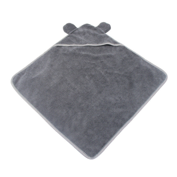 Gray towel with bear ears on a white background
