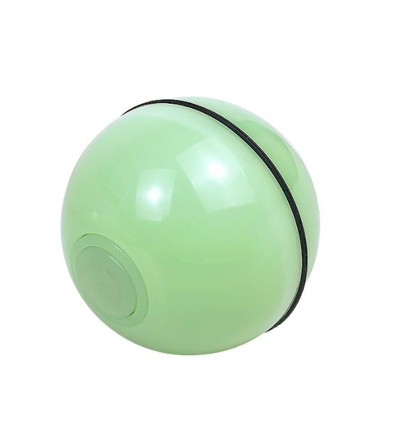 Green spherical object with a black band on a white background