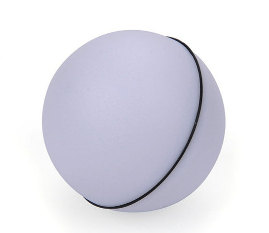 Round purple object with a black rim on a white background