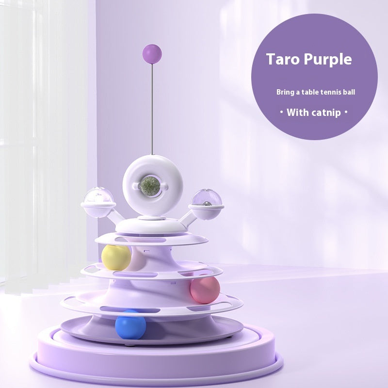 Colorful pet toy with 'Taro Purple' label on a white background