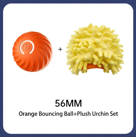 Orange Bouncing Ball + Plush Urchin Set - Dog Activity Toys