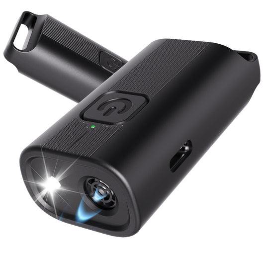 Black anti-barking device with light emission on a white background
