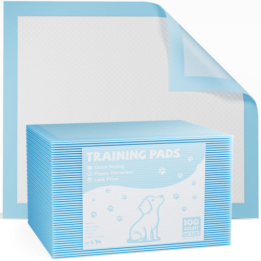 Pack of dog training pads with a stack of pads on top