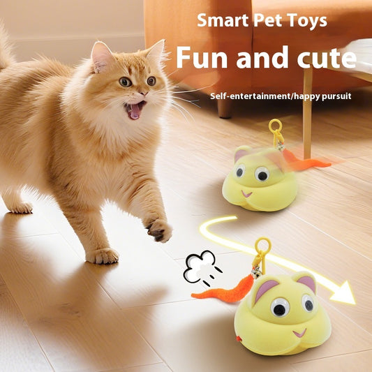 Cat playing with smart pet toys on a wooden floor