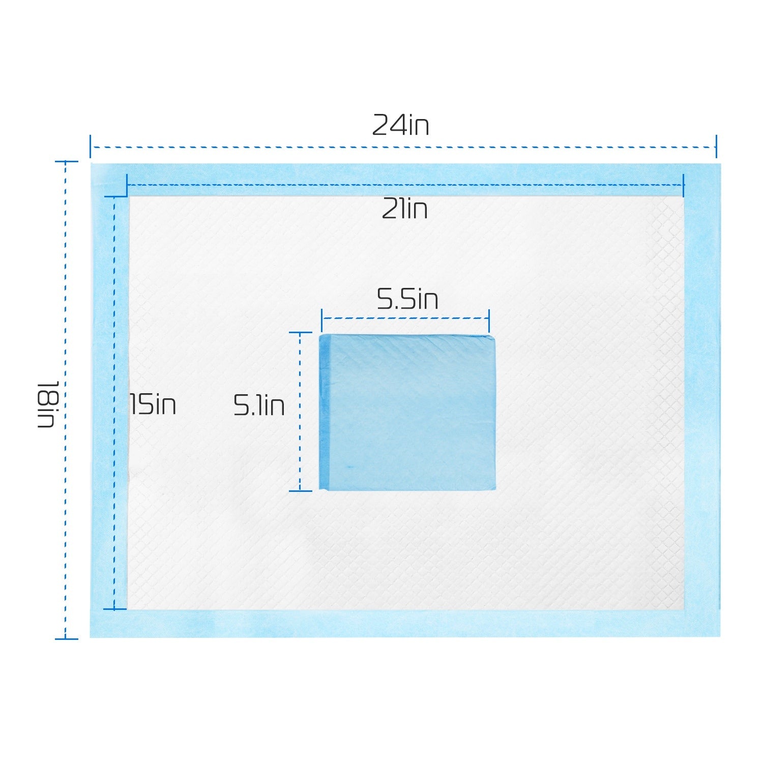 Measurement chart showing dimensions of a rectangular area with smaller inset dimensions.