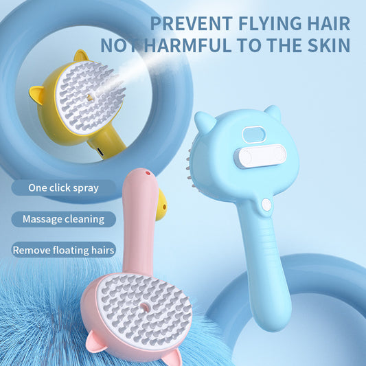 Three grooming tools with text on a blue background
